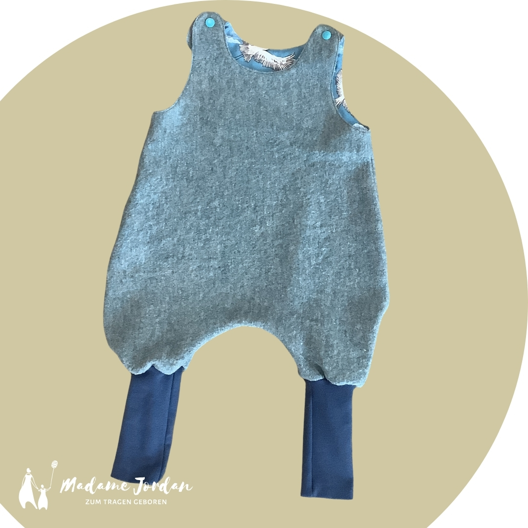 Spieler Merinowollfleece - Hellblau mit Kranichen Gr. 50/56