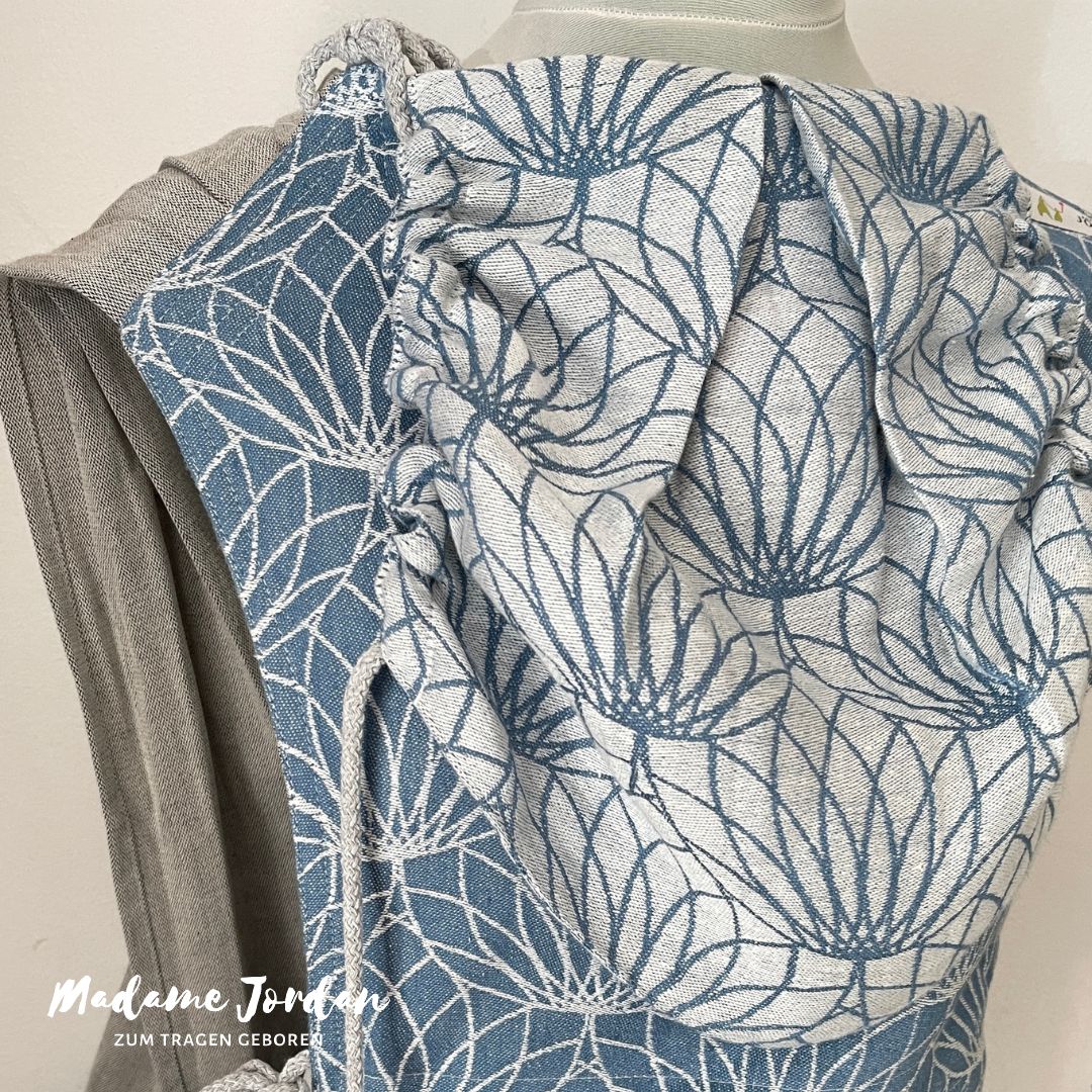 Wrap Conversion Mei Tai Halfbuckle Babytrage ab Geburt - Lotus Blue mit Leinen