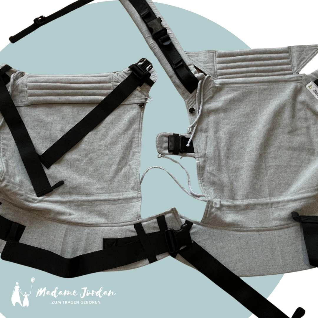 Madame Jordan TwinEase Basic - Fullbuckle Babytrage für Zwillinge ab 55/60 cm - pur grau