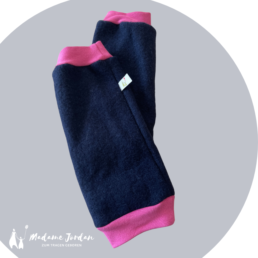 Stulpen Wollfleece marine / pink