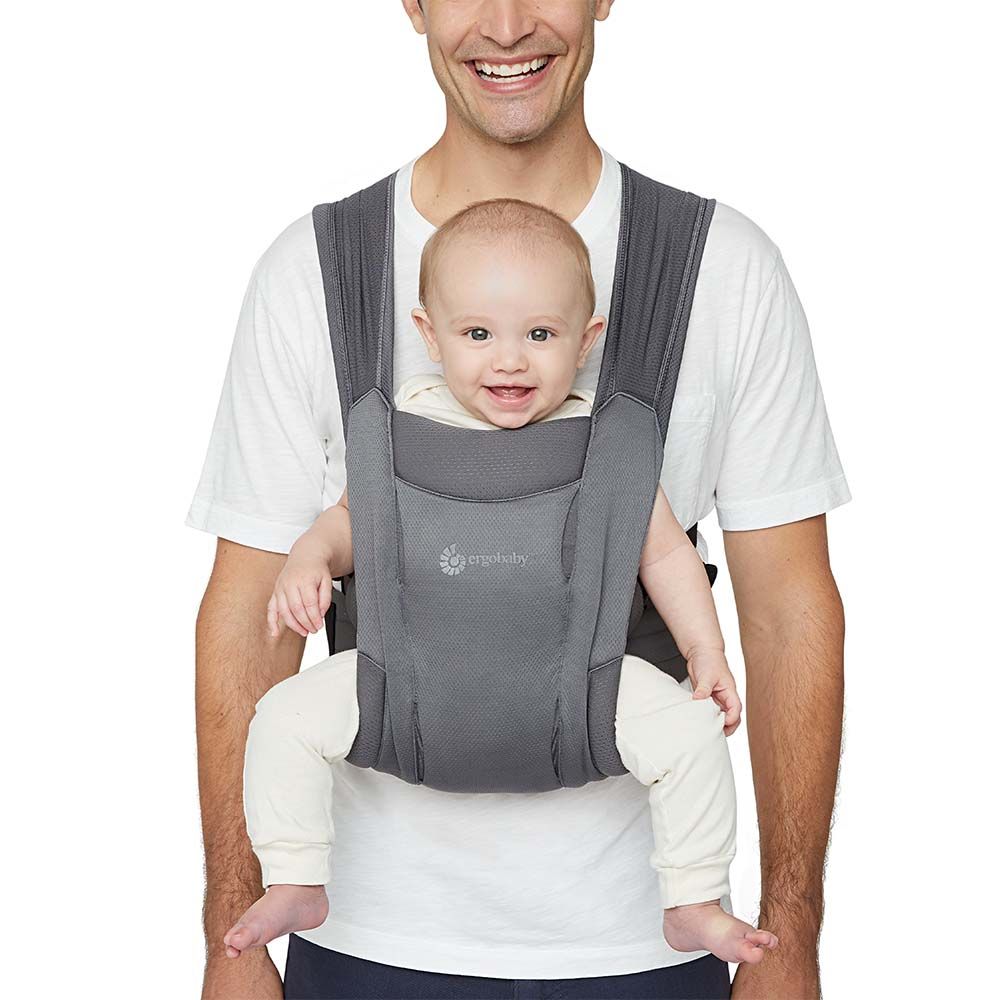 Ergobaby Embrace Babytrage für Neugeborene ab Geburt - Soft Air Mesh Washed Black