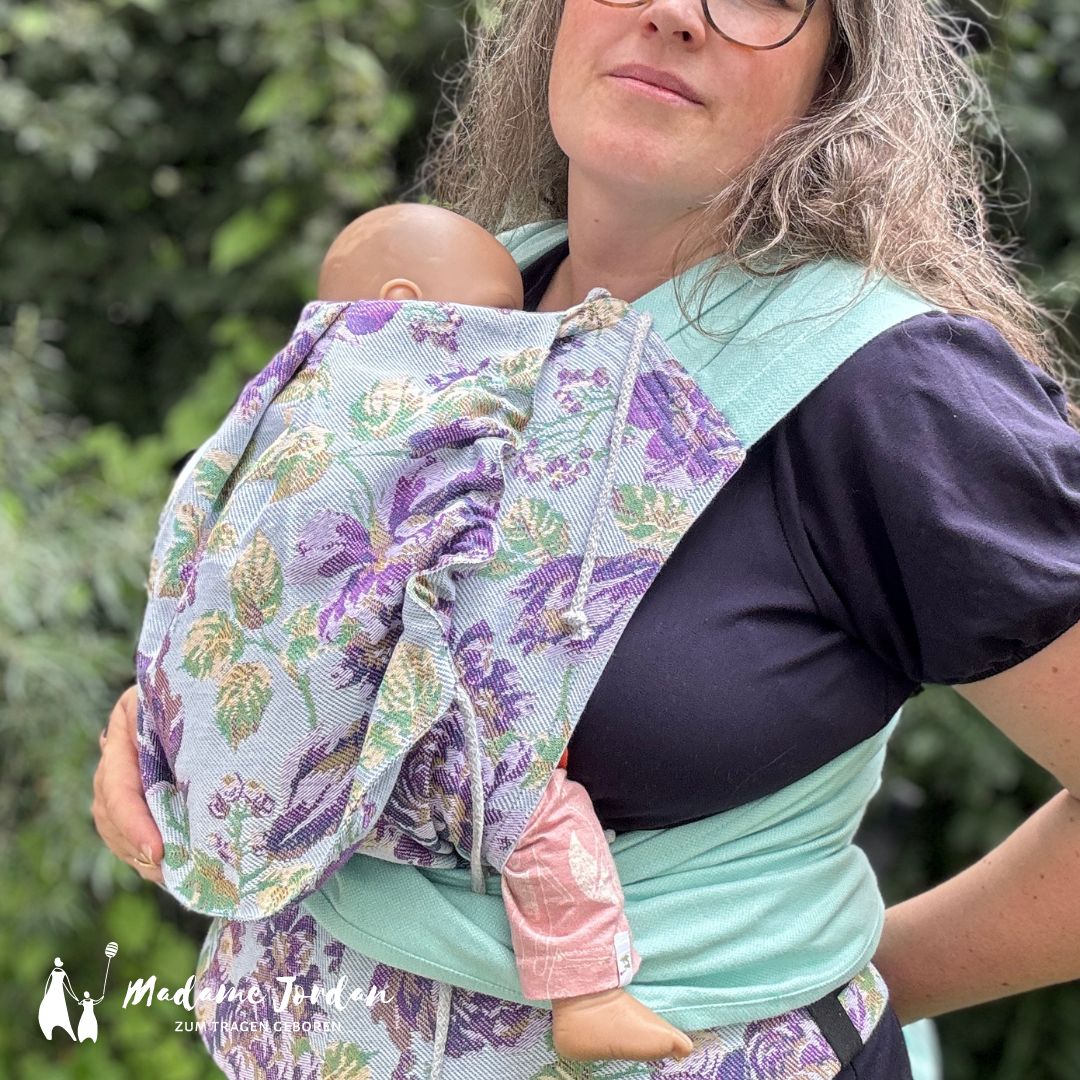 Wrap Conversion Mei Tai Halfbuckle - La Peonia Trinity mint ab Geburt