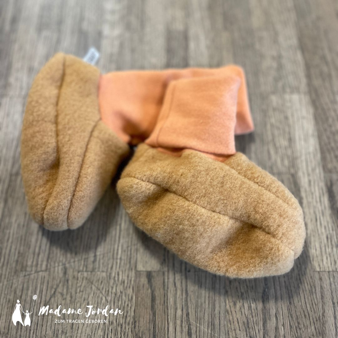 Wollschuhe - Trageschuhe Wolle Curcuma/Pfirsich