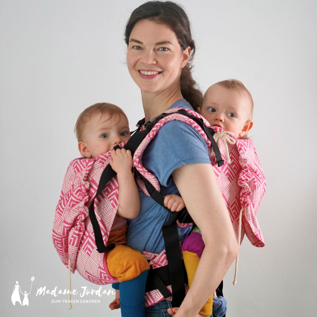 Twinset - Mr X & Twin Rückenteil - Fullbuckle Babytrage für Zwillinge - Winona pink