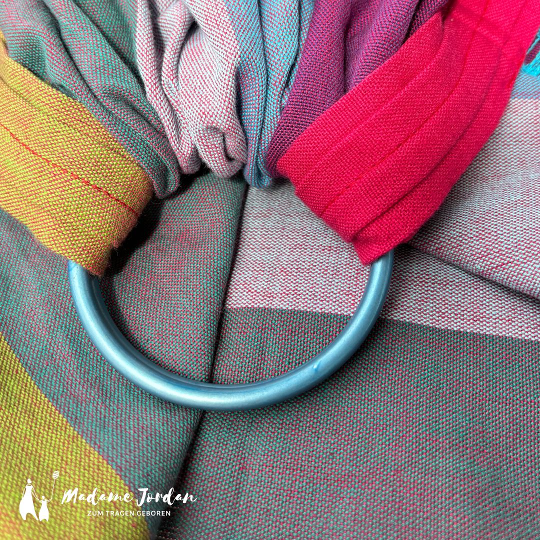 Girasol Exclusive Ringsling - Regenbogen mit Hybridschulter - rot 