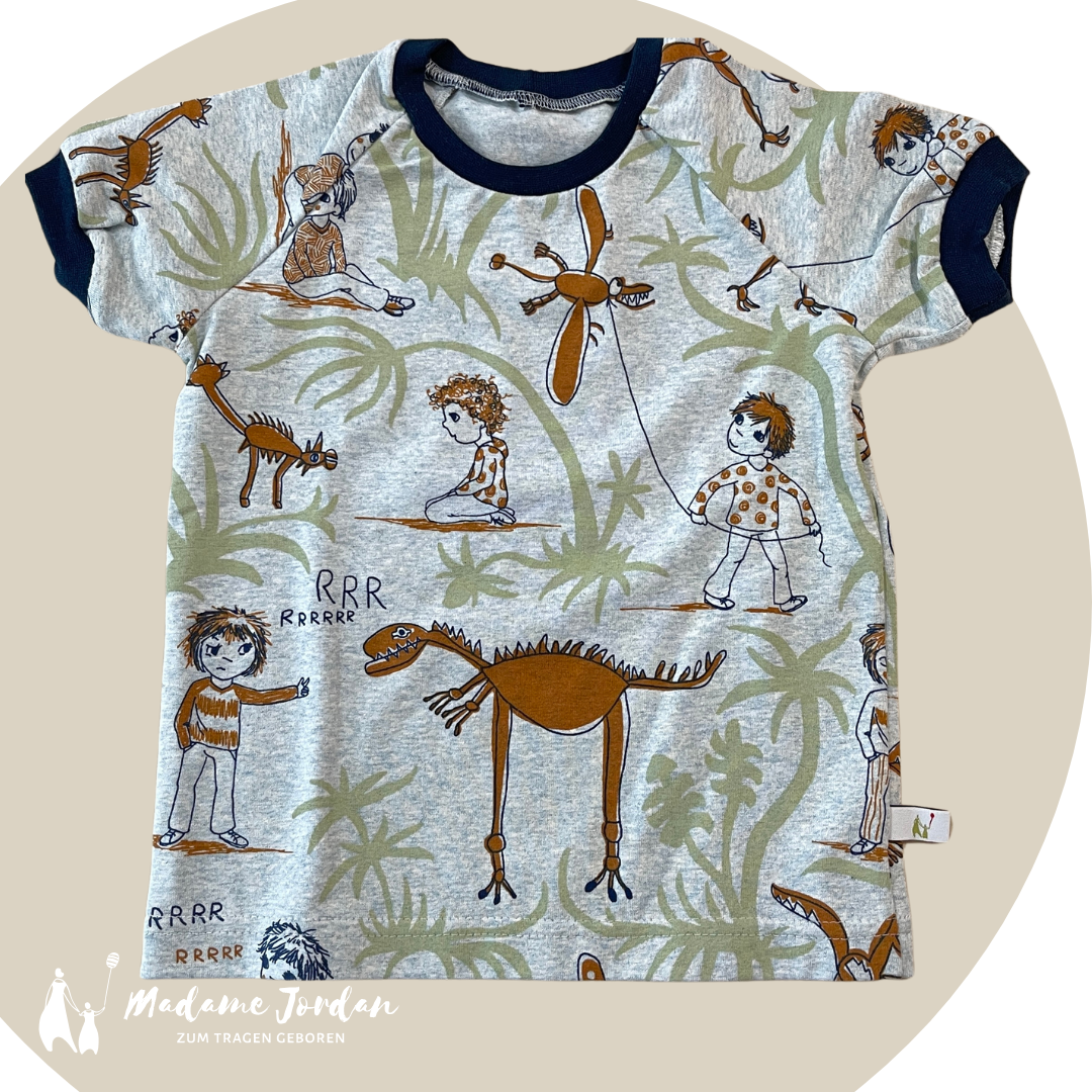 Raglanshirt Kurzarm Dinoliebe Gr. 86/92