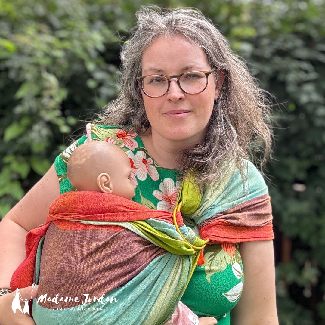 Girasol Exclusive Ringsling - Regenbogen mit Hybridschulter - gelb
